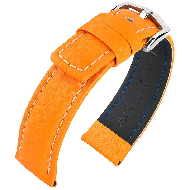 22mm 20mm HIRSCH Uhrenarmband Armband Carbon Leder Orange 18mm 