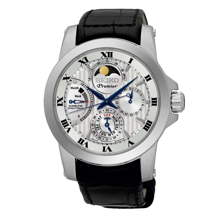 Seiko Premier Uhrenarmband SRX011P2 Leder Schwarz