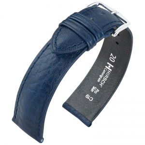 Hirsch Camelgrain Uhrenarmband Pro Skin Antiallergisch Blau