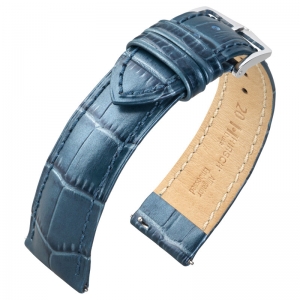 Hirsch Duke Uhrenarmband Alligatorgrain Metallic Blau Limited Edition