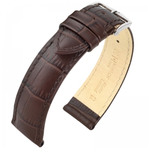 OFFENER ANSATZ: Hirsch Duke Uhrenarmband Alligatorgrain Dunkelbraun