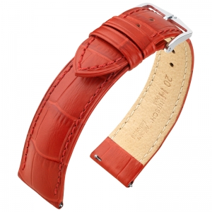 Hirsch Duke Uhrenarmband Alligatorgrain Rot