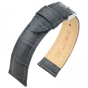 Hirsch Duke Uhrenarmband Alligatorgrain Grau