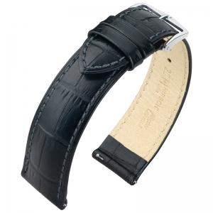 Hirsch Duke Uhrenarmband Alligatorgrain Schwarz