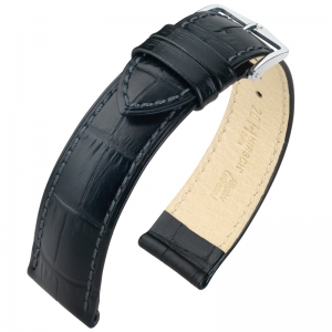 OFFENER ANSATZ: Hirsch Duke Uhrenarmband Alligatorgrain Schwarz