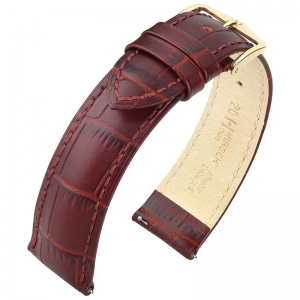 Hirsch Duke Uhrenarmband Alligatorgrain Weinrot