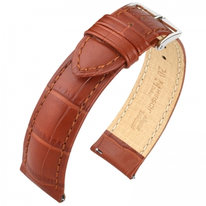 Hirsch Duke Uhrenarmband Alligatorgrain Goldbraun