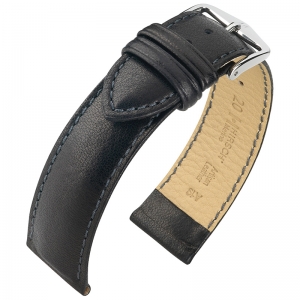 Hirsch Merino Uhrenarmband Nappa Leder Schwarz