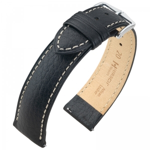 Hirsch Boston Uhrenarmband Büffelkalb Schwarz