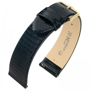 Hirsch Lizard Uhrenarmband Eidechsenleder Schwarz