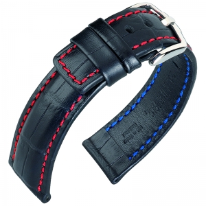 Hirsch Grand Duke Uhrenarmband 100m Alligator Relief Schwarz/Rot