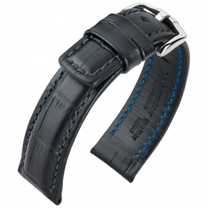 Hirsch Grand Duke Uhrenarmband 100m Alligator Relief Schwarz