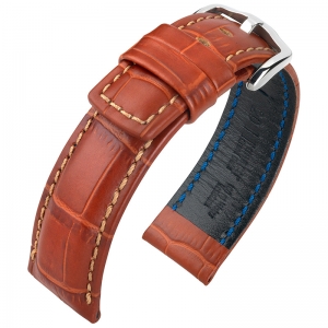 Hirsch Grand Duke Uhrenarmband 100m Alligator Relief Goldbraun