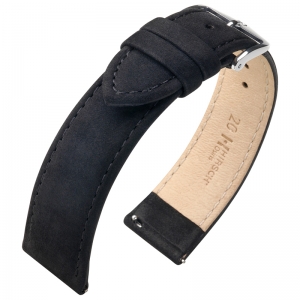 Hirsch Nubuk Uhrenarmband Schwarz