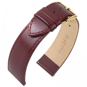 Hirsch Osiris Uhrenarmband Rindbox Leder Weinrot