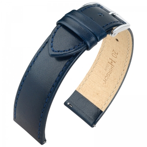 Hirsch Osiris Uhrenarmband Rindbox Leder Blau