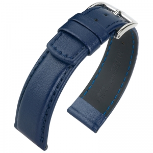 Hirsch Runner Uhrenarmband Waterproof Kalbsleder Blau