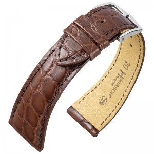 Hirsch Regent Uhrenarmband Alligatorflanken-Leder Matt Braun