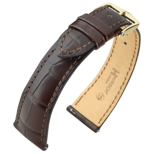 Hirsch London Louisiana Uhrenarmband Alligator Matt Dunkelbraun