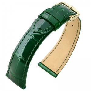 Hirsch Berlin Louisiana Uhrenarmband Alligator Glänzend Grün
