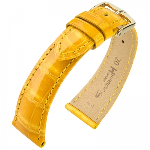 Hirsch London Louisiana Uhrenarmband Alligator Glänzend Dunkelgelb - 20mm