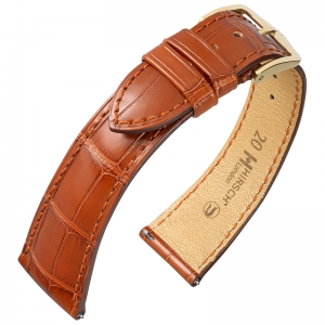 Hirsch London Louisiana Alligator Uhrenarmband Matt Goldbraun