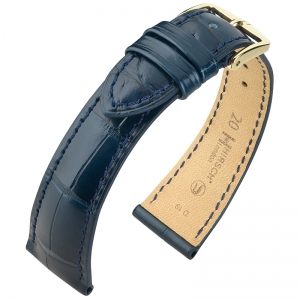 Hirsch London Louisiana Alligator Uhrenarmband Matt Blau