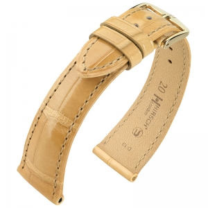 Hirsch London Louisiana Uhrenarmband Alligator Glänzend Beige - 20mm