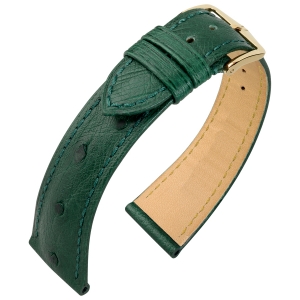 Hirsch London Strauss Uhrenarmband Straussenleder Grün - 18mm