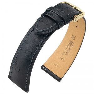 Hirsch Massai Uhrenarmband Straussenleder Schwarz