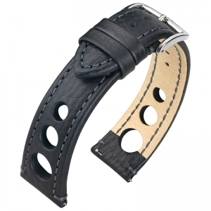 Hirsch Rally Artisan Perforiertes Uhrenarmband Schwarz