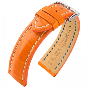 Hirsch Capitano Louisiana Alligator Uhrenarmband 100m WR Halb-Matt Orange