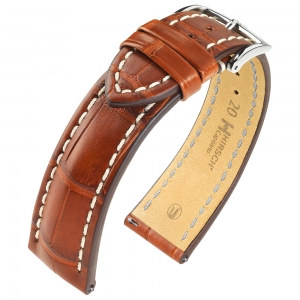 Hirsch Capitano Louisiana Alligator Uhrenarmband Halb-Matt Goldbraun