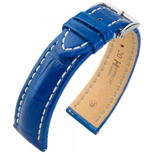 Hirsch Capitano Louisiana Alligator Uhrenarmband Halb-Matt Ozeanblau