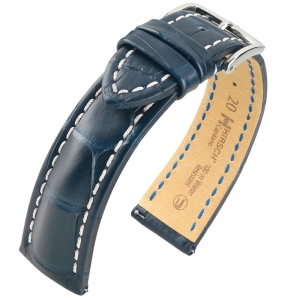 Hirsch Capitano Louisiana Alligator Uhrenarmband 100m WR Halb-Matt Dunkelblau
