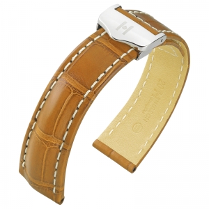 Uhrenarmband für Breitling Faltschliesse - Hirsch Navigator Louisiana Alligator Matt Honig