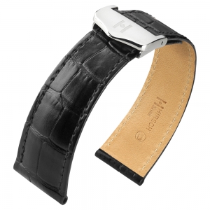 Uhrenarmband für Cartier Tank mit Faltschliesse - Hirsch Savoir Louisiana Alligator Schwarz
