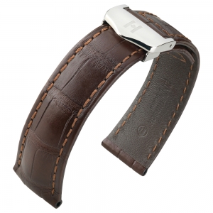 Uhrenarmband für TAG Heuer Faltschliesse - Hirsch Speed Louisiana Alligator Dunkelbraun