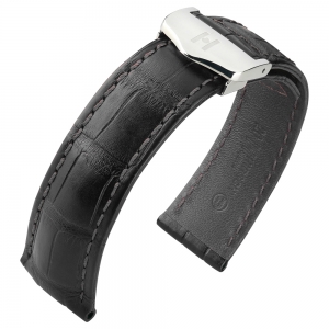 Uhrenarmband für TAG Heuer Faltschliesse - Hirsch Speed Louisiana Alligator Schwarz
