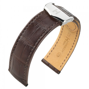 Uhrenarmband für Maurice Lacroix Pontos mit Klemmschliesse - Hirsch Attico Louisiana Alligator Matt Braun - 20/18 mm