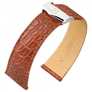Uhrenarmband für Cartier Tank mit Faltschliesse - Hirsch Savoir Alligator Flankleder Hellbraun