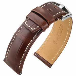 Hirsch Tritone Uhrenarmband Louisiana Alligator Halb-Matt Braun