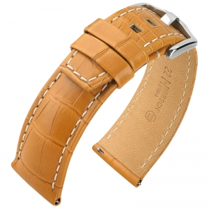 Hirsch Tritone Uhrenarmband Louisiana Alligator Halb-Matt Honig