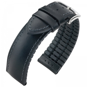 Hirsch James Performance Uhrenarmband Schwarz Leder/Kautschuk 300m WR