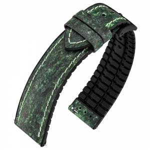 Hirsch Stone Performance Uhrenarmband Schiefer / Kautschuk - Grün