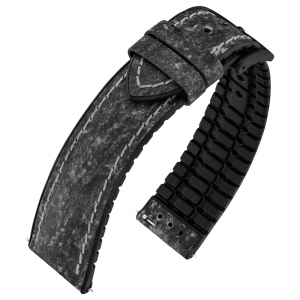 Hirsch Stone Performance Uhrenarmband Schiefer / Kautschuk - Schwarz