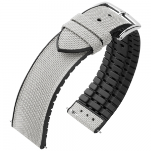 Hirsch Arne Performance Recyceltes Uhrenarmband Graues PET / Schwarzer Kautschuk