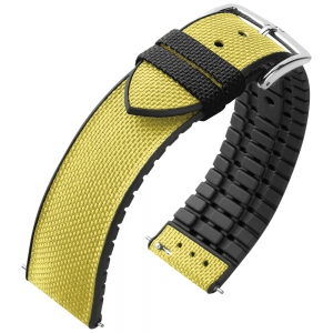 Hirsch Arne Performance Recyceltes Uhrenarmband Gelb PET / Schwarzer Kautschuk - Limited Edition