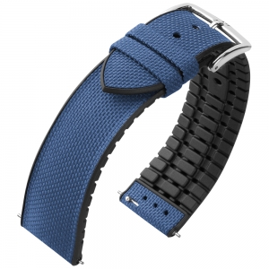 Hirsch Arne Performance Recyceltes Uhrenarmband Blaues PET / Schwarzer Kautschuk