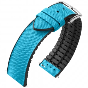 Hirsch Arne Performance Recyceltes Uhrenarmband Türkis PET / Schwarzer Kautschuk